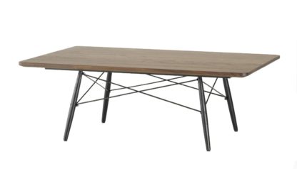 An Image of Vitra Eames Rectangular Coffee Table Black Ash Base Walnut