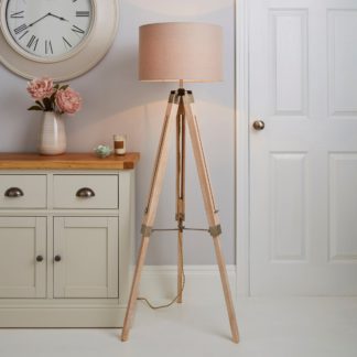 An Image of Trio Tripod Light Wood Floor Lamp Light Wood