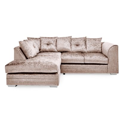 An Image of Blake Crushed Velvet Left Hand Corner Sofa Black