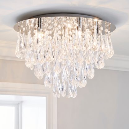 An Image of Valencia 5 Light Jewel Chrome Flush Ceiling Fitting Chrome