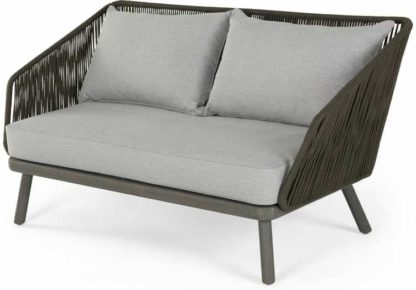 An Image of Alif Garden 2 Seater Sofa, Grey Eucalyptus Wood
