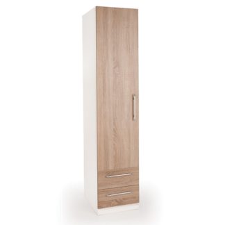 An Image of Euston 2 Drawer Single Wardrobe White/Natural