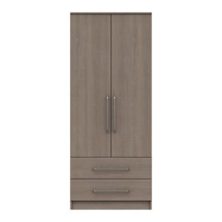An Image of Parker Beige 2 Door Combi Wardrobe Dark Wood (Brown)