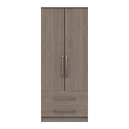 An Image of Parker Beige 2 Door Combi Wardrobe Dark Wood (Brown)