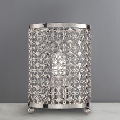 An Image of Moroccan Detail Chrome Table Lamp Silver