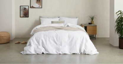 An Image of Tira Linen/Cotton Duvet Cover + 2 Pillowcases, Super King Size, White