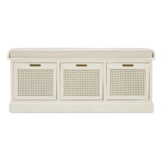 An Image of Lucy Cane Cream Storage Bench Natural (White)