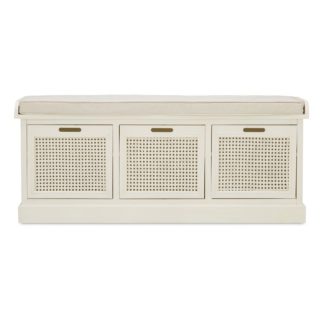 An Image of Lucy Cane Cream Storage Bench Natural (White)