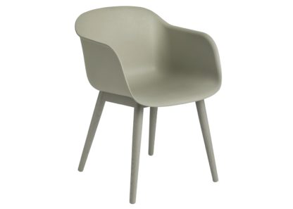 An Image of Muuto Fiber Armchair Wood Base Normal Shell Black/Black