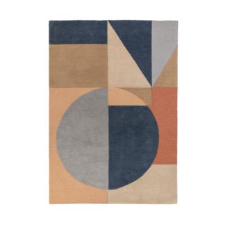 An Image of Esre Geometric Rug Orange and Blue