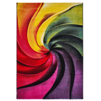 An Image of Sunrise Y498A Rug Green, Purple, Red and Yellow