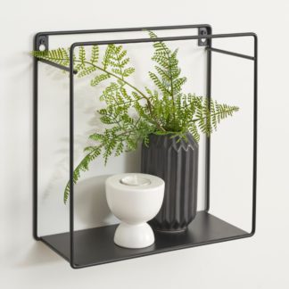 An Image of Small Black Metal Shelf Matt Black