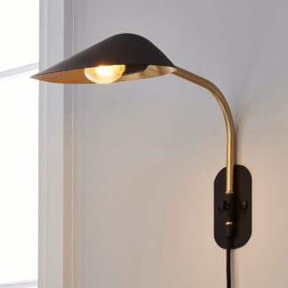An Image of Savona Easy Fit Plug In Wall Light Black Black