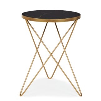 An Image of Lexi Black Marble Effect Side Table Black