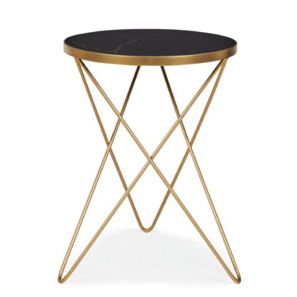 An Image of Lexi Black Marble Effect Side Table Black