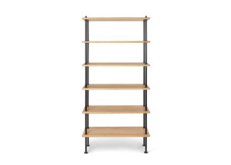 An Image of Carl Hansen & Søn BM0253 Shelving System Configuration 3 Oiled Oak Blak Legs 79x156cm