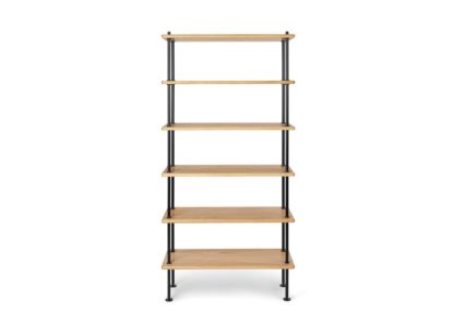 An Image of Carl Hansen & Søn BM0253 Shelving System Configuration 3 Oiled Oak Blak Legs 79x156cm