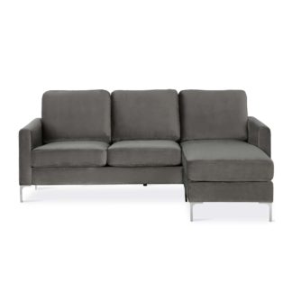 An Image of Chapman Velvet Reversible Corner Sofa Grey