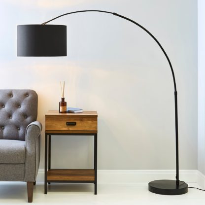 An Image of Damien Black Arc Floor Lamp Black