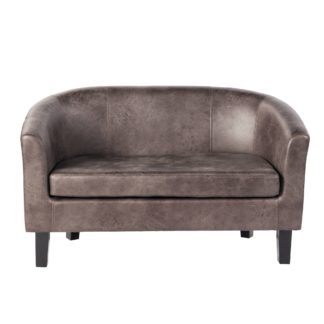 An Image of Faux Leather 2 Seater Tub Chair - Grey Grey