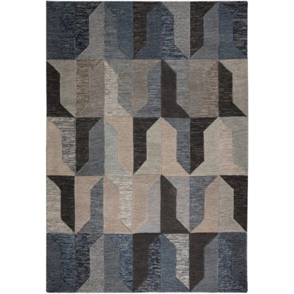 ac03d5a299f966693fd3846c95a4f7d93d2f0889a5adea6bc8fc78cf2a39336d-1.jpg An Image of Regent Navy Wool Rug Navy Blue and Grey