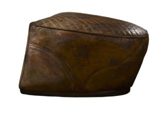 An Image of Timothy Oulton Saddle Footstool Buck'dN Brok'n Leather
