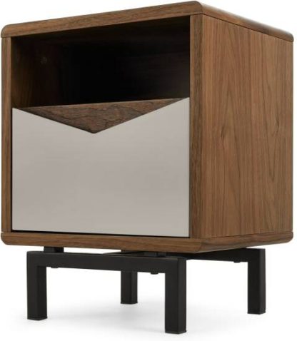 An Image of Louis Bedside Table, Walnut & Warm Neutrals