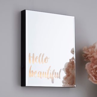 An Image of Hello Beautiful Lit Mirror Light Black