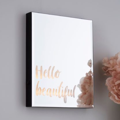 An Image of Hello Beautiful Lit Mirror Light Black