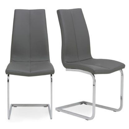An Image of Jamison Set of 2 Dining Chairs Grey PU Leather Grey