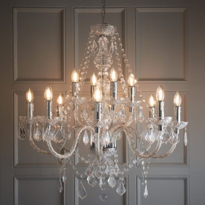 An Image of Endon Clarence 12 Light Chandelier Chrome Chrome