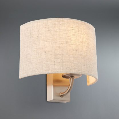 An Image of Preston Ivory Linen Shaded Wall Light Natural