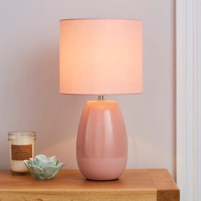 An Image of Alby Ceramic Pink Table Lamp Pink