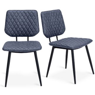 An Image of Austin Set Of 2 Dining Chairs Grey PU Leather Grey