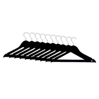 An Image of Pack Of 10 Black Wooden Hangers Black