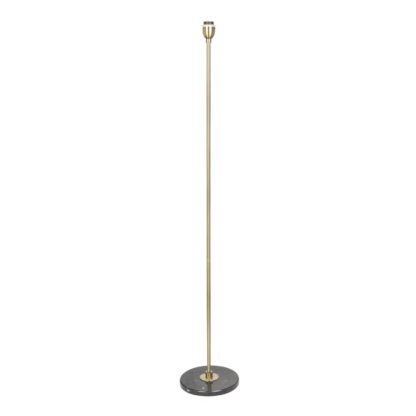 An Image of Heal's Simple Stick Floor Lamp Black Marble Base Antique Brass Stem