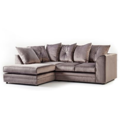 An Image of Blake Left Hand Grey Velvet Corner Sofa Grey