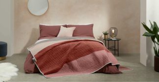 An Image of Giacomo Patchwork Velvet Bedspread, Red & Natural
