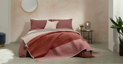 aff0e898efa2f7cb72257cb8ddef2a2f02bccffb37fa961c1d4c8a6a5a45fdd7.jpg An Image of Giacomo Patchwork Velvet Bedspread, Red & Natural