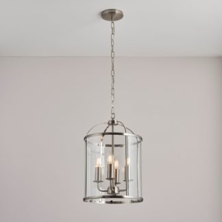 An Image of Endon Lambeth 4 Light Glass Pendant Ceiling Fitting Silver