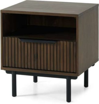 An Image of Anwick Bedside Table, Dark Stain Acacia & Black
