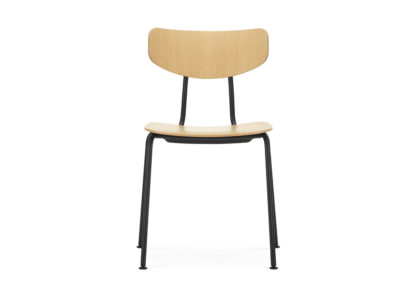 An Image of Vitra Moca Dining Chair Dark Oak Chrome base