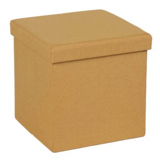 An Image of Foldable Ochre Cube Ottoman Ochre