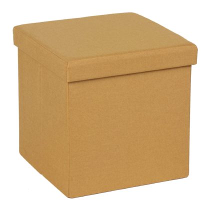 An Image of Foldable Ochre Cube Ottoman Ochre