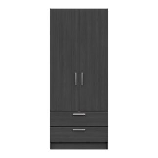 An Image of Piper 2 Door Combi Wardrobe Graphite (Grey)