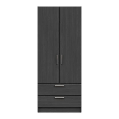 An Image of Piper 2 Door Combi Wardrobe Graphite (Grey)