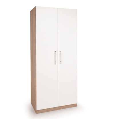 An Image of Hyde Mirrored Double Wardrobe White/Natural