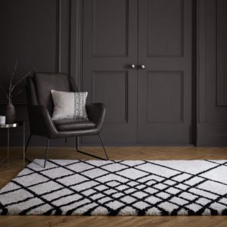 An Image of Cross Moroccan Berber Rug Cream and Black