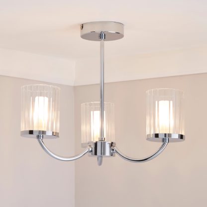 An Image of Mavia 3 Light Glass Bathroom Ceiling Fitting Silver