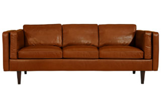 An Image of Heal's Chill 4 Seater Sofa Leather Hide Tobacco Wenge Feet 1